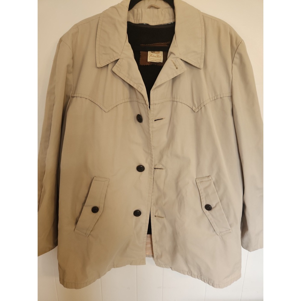 Vintage Miller Western Wear Denver CO Tan Ranch Coat Sz 46 Sherpa Liner  Rodeo
